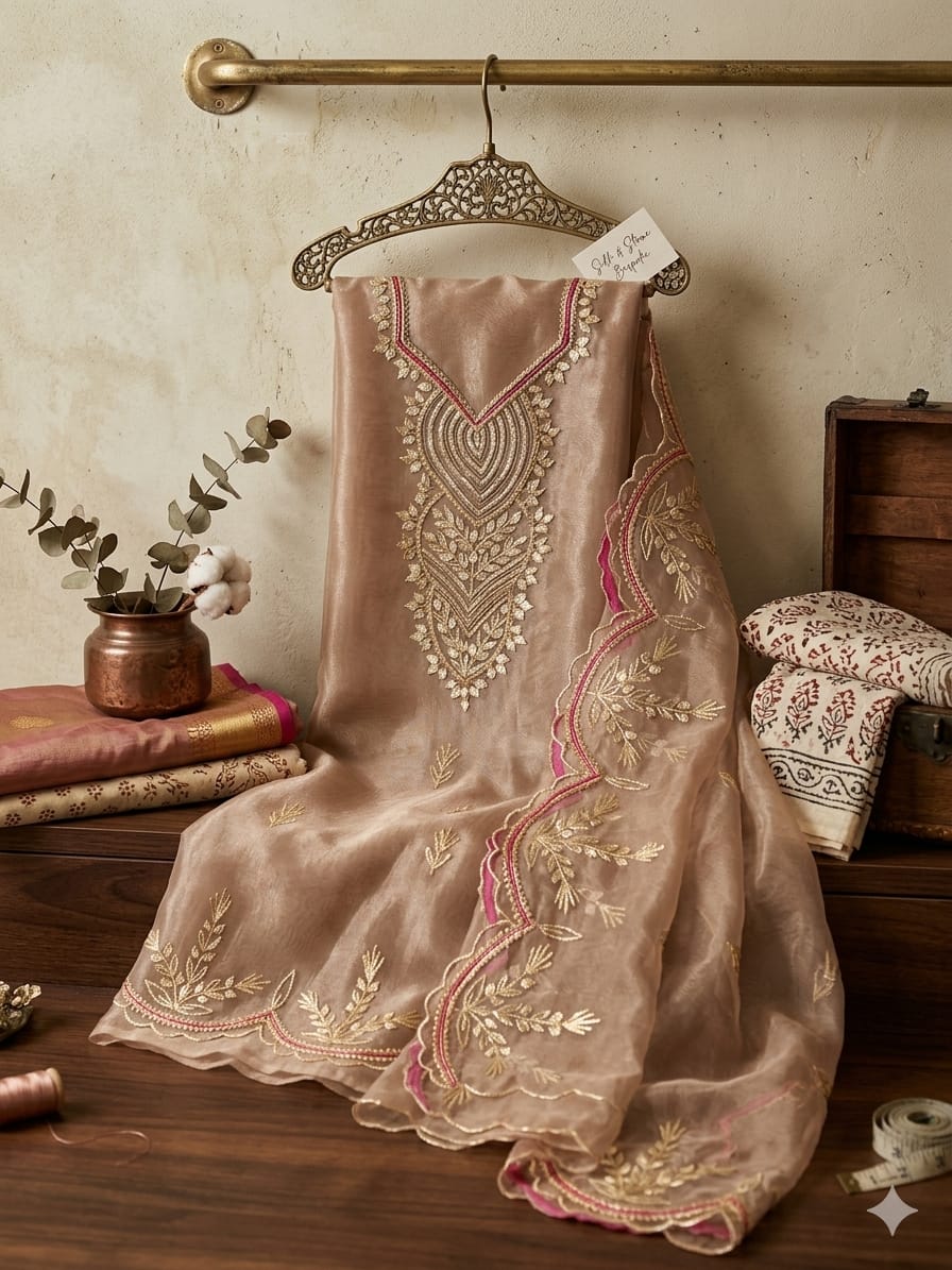 Embroidered Chanderi Kurta Set